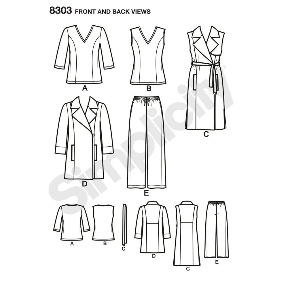 Simplicity Sewing Pattern 8303 Knit Coat Vest Pants Misses Size‎ 18W-24W